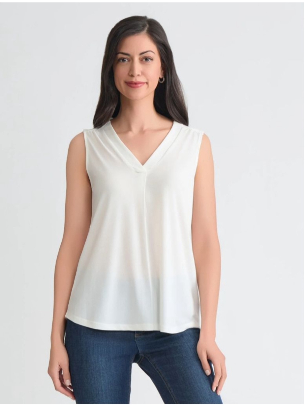 Women's Jones New York White Sleeveless V-Neck Tank Top XL